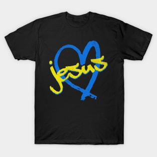 I Love Jesus Vintage 80's & 90's Yellow and Blue T-Shirt